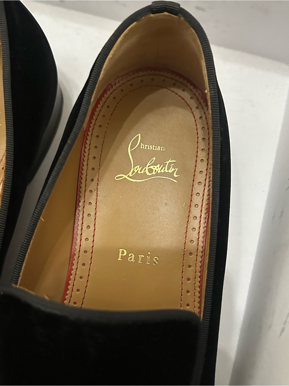 Christian Louboutin Black Suede Slip-On Loafers - Picture 2 of 5